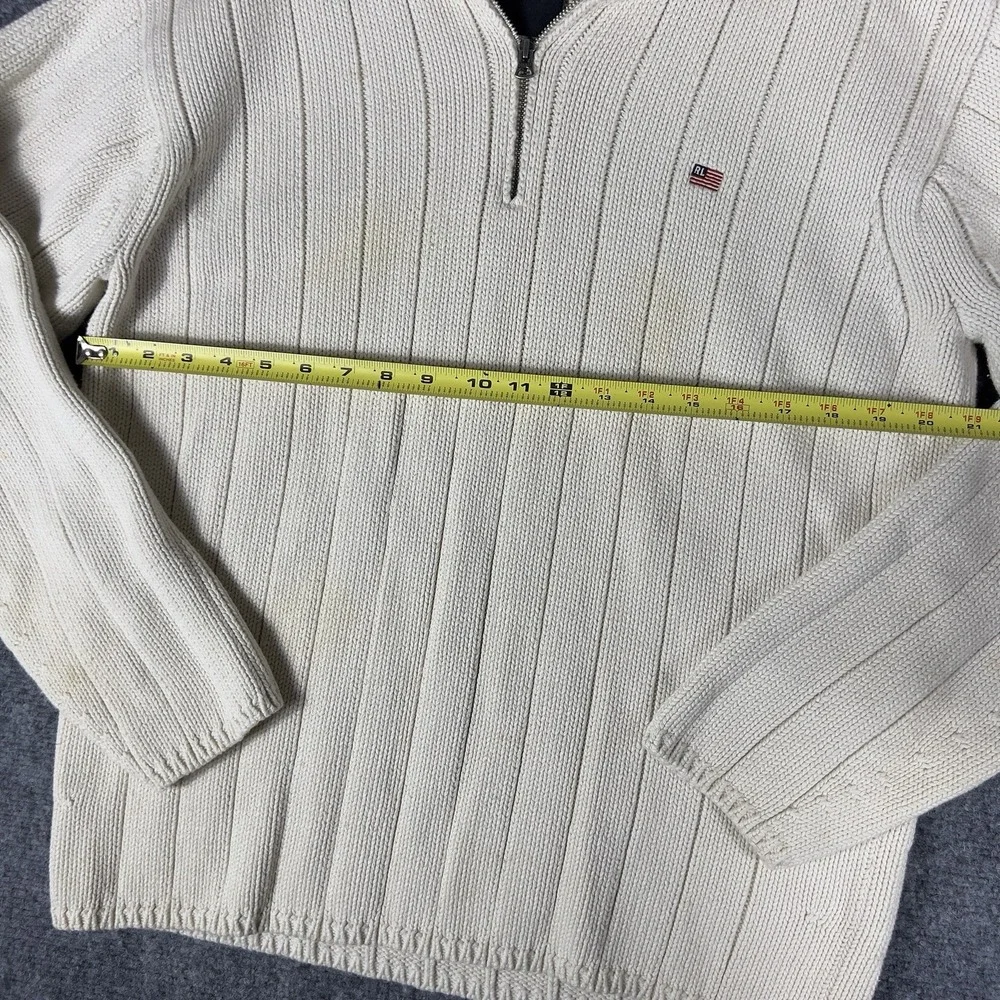 Polo Jeans Ralph Lauren Cream Ribbed Quarter Zip Sweater Cotton Knit Pullover